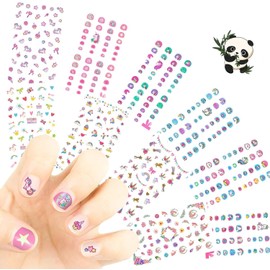 Nail Stickers for Children, Cute Unicorn Floral Pattern, 3D Stick Manicure Set, Character Design, Children's Nail Stickers, 400 Types to Choose from, 10 Rainbow Unicorns, Stars, Princesses, Flower Nail Patterns, Ultra Thin, Layered Reward Stickers, Birth