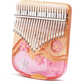 Kalimba 21 Keys Thumb Piano in Crystal & Wood with Portable EVA Bag, Tune Hammer, Thumb Pianos Finger Harp, Mbira Finger Piano Kalimba Gifts for Adults Kids Beginners,21keys Sakura