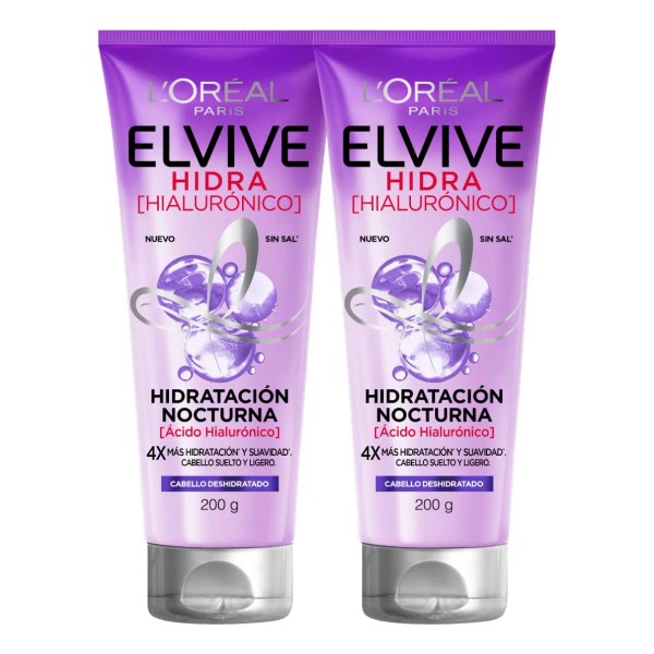 Pack x2 Tratamientos Nocturnos Elvive Hidra Hialurónico 200ml L'oréal Paris