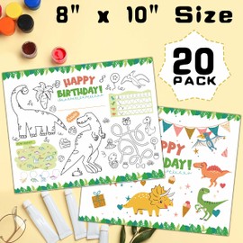 Birthday Coloring Paper Placemats, Dinosaur Birthday Party Coloring Sheets, Happy Birthday Activities for Kids, Paper Mats for Table Decorations, Home School Classroom Party Supplies -04