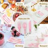100 Pcs Pink Plastic Forks, Pink Plastic Silverware, Heavy Duty