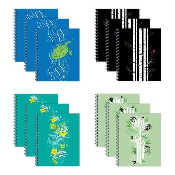 New Leaf Paper Large Spiral Bound Designer Notebooks, Pack of