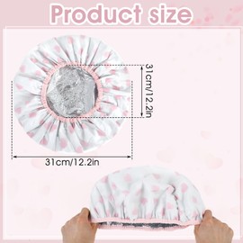 JJUNW 2Pcs Heat Cap for Deep Conditioning, Deep Conditioning Hair Cap, Waterproof Double Layer Hot Oil Hair Treatment Heat Cap, Hair Cap for Sleep,Hair Treatment for Home and Salon Use(Striped, Heart)