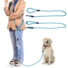 JOPOY Hands Free Dog Leash 9.8ft Rope Crossbody Dog Leash Reflective for Large Medium Small Dogs Walking, Jogging and Running，Dog Training Leash (Blue, 9.8Ft)