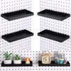 Blulu 4 Pcs Pegboard Shelves, 10 x 4 Inch Metal Heavy Duty Wall Mounted Pegboard Shelf Tray Accessories with Lip for Craft Room Home Garage Kitchen Workbench Organize and Storage (Black)