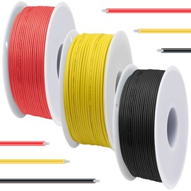 DAOKAI 20 Gauge PVC Electrical Wire 300V 20 AWG UL1007 Stranded Tinned Coated Copper Wires 3 Color (Black, Red, Yellow) 7m Each Cable Hook Up Wire Kit for 3D Printer, Model Car