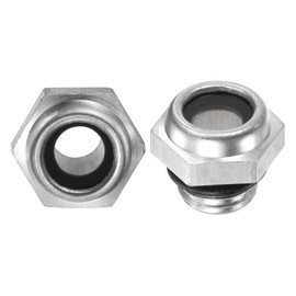 M METERXITY 2-Pack Air Compressor Oil Sight Glass, M12 x 1.5mm Toughened Glass No Leak Hex Oil Liquid Level Gauge Fittings W O-Ring for Air Compressor/Pump/Tank Sight Plug Window