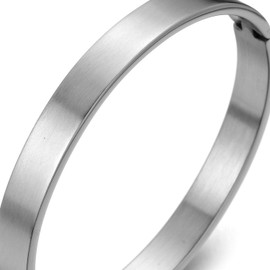 COOLSTEELANDBEYOND Classic Stainless Steel Bangle Bracelet for Men for Women Silver Color Satin(CA)