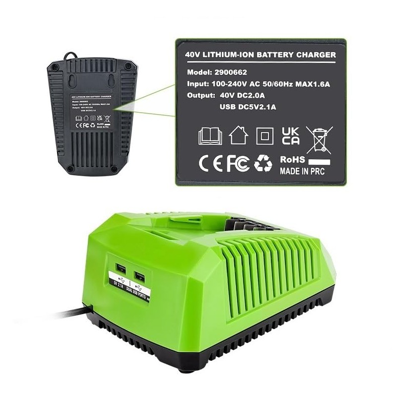GRVODFRTA 40 Volt Battery Charger Compatible with Greenworks 40V G