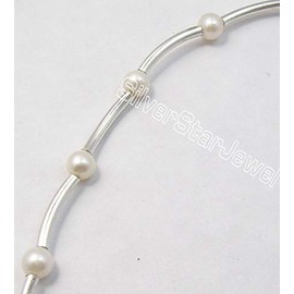 SilverStarJewel Pulsera de perlas de 7.7 pulgadas de plata 925 con gemas de regalo