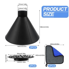 Rierousy Pack of 2 Car Ice Scraper Round, Ice Scraper Car Funnel, Windscreen Ice Scraper for Car Windscreen Window Screens, 2 Towels Made of Fine Fibre for Car Free