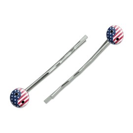 USA Patriotic Yin and Yang American Flag Bobby Pins Barrettes Hair Styling Clips