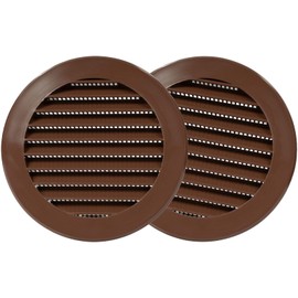 2 Pack - 4'' Inch / 100 mm Plastic Vent Cover Brown - Round Soffit Vent - Exhaust Ventilation Louver - Air Inlet Grille Cover - Built-in Screen Mesh - HVAC Ventilation