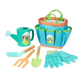 BLUEY Kids Gardening Set | Quality Garden Tool Kit for Kids and Toddlers | Includes Bluey Kids Watering can, Gloves, Two Shovels, rake and Bluey Tote Bag, Blue