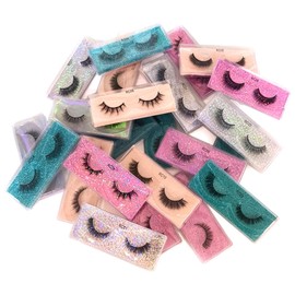 Ellazzle 20 Pairs False Eyelashes Natural, Wholesale 5D Fuffy Volume Lashes, Faux Mink Eyelash Bulk with Portable Boxes