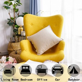 Jeanerlor Cotton Linen 24 x 24 Inch Decorative Square Throw Pillow Covers Yellow Cushion Case for Patio/Bedroom/Car 60 x 60 cm,Light Linen