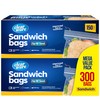 Sandwich Bags Zipper Top- 300 Count, Resealable Plastic Food Storage