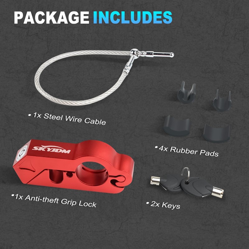 SKYJDM Motorcycle Lock Combo - Helmet and Brake Anti-Theft Grip