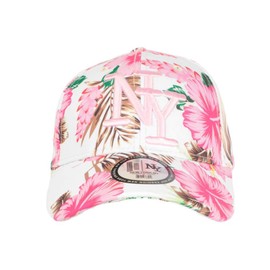 NY White and Pink Tropical Flowers Fashion Baseball Cap Hawaii One Size - Pink - Unisex Pink, One Size, pink