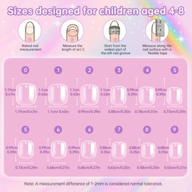 krofaue Short Suqare Kids False Nails - 240Pcs Press on Nails for Girls,Full Cover Children Fake Nails Decoration 10 Sizes Soft Gel Kids Nail Tips for for Home & Nail Salon Use (4-8 years old)