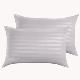 BedLooms Siver Pillow Cases 2 Pack - 100% Microfiber Envelope Closure Stripe Pillow Cases 50x75cm Premium Hotel Quality Anti Allergy Pillow Cover