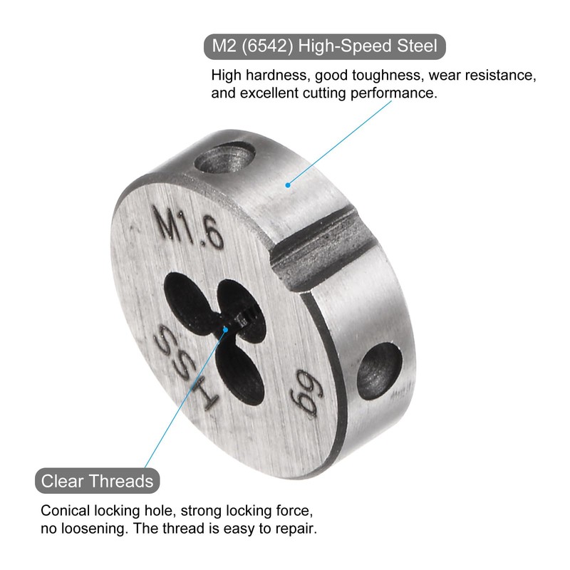 QUARKZMAN Round Die Metric M1.6 x 0.35 Thread (Right) High
