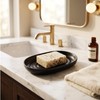 Houlishu Ceramic Soap Dish, Modern Black Bar Soap Holder for