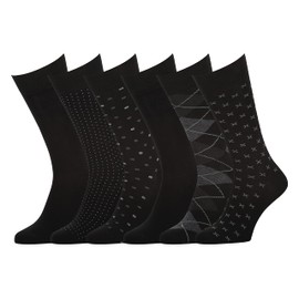 Easton Marlowe Men's Classic Subtle Pattern Dress Socks - 6pk #4-1, Black Size 6-9