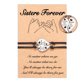 Tarsus Sister Bracelets for 2 Matching Heart Sisters Bracelet Gifts from Sister Jewelry for Women Girls