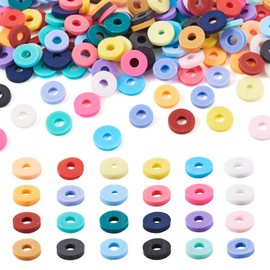 Cheriswelry 6mm Flat Round Polymer Clay Beads 4560 Pieces 24 Colors African Discs Coin Heishi Beads Spacer for Summer Jewelry Bracelets Earrings