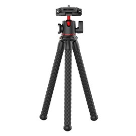 MT-33 Multifunctional Flexible Mini Octopus Tripod with Cold Shoe Mount 360° Rotatable Panoramic Ball Head Quick Release Plate Max. 2KG Load Bearing for Smartphone Camera Live Streaming Vlog Video