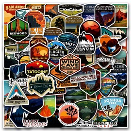 ZouAimiao 100 PCS National Park Waterproof Vinyl Travel Sticker Decals, Outdoor Adventure Hiking Nature Camping Wilderness Stickers