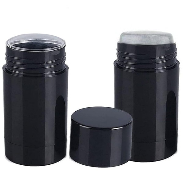 Sxminer - Paquete de 10 contenedores de desodorante redondos vacíos de 75 ml, para rellenar barritas de desodorante, 2.5 onzas, botella de desodorante recargable, tubo de bálsamo de plástico, para