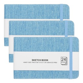 PATIKIL 5.5x3.5" Watercolor Sketchbook, 3Pcs 24 Sheet 300GSM/203lb Watercolor Paper Sketchbooks Acid Free Watercolor Journal Hardcover Artists Pads for Painting, Blue