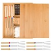 Smores Kits,Bamboo Smores Box with a Lid,Smores Caddy with 6Pcs