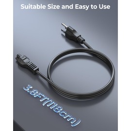 MUNBYN Power Cord, 3.8FT Power Cable, Black 3 Prong Power Cord, Printer Power Cord Replacement for P941, P130, and 129B Thermal Printers and Other Shipping Label Printers