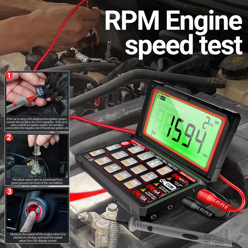ANENG Multimeter,20000 Counts Digital Rechargeable Automotive Engine Analyzer with 300-19999RPM