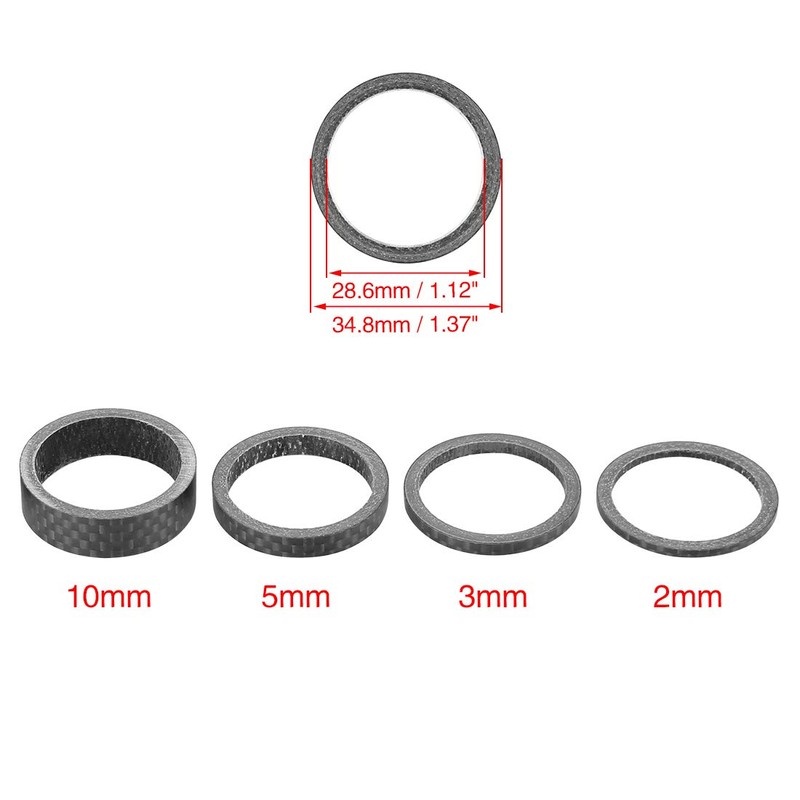 X AUTOHAUX 12pcs Headset Spacer Matte Black Carbon Fiber Handlebar