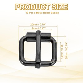 PATIKIL Metal Roller Buckle, 10Pcs 0.55 Inch (14mm) Belts Hardware Multi-Purpose Pin Buckles for Bags Leather Belt Strap DIY Crafts Dog Leash, Black