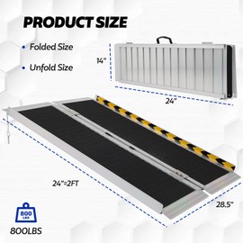 FAHKNS Portable Wheelchair Ramp 4FT, Aluminum Folding Wheelchair Ramp, Non-Slip Handicap Ramps for Home Outside Steps, Threshold Wheel Chair Ramps for Doorways, Porch, Cart, Stairs, Curbs, Scooter