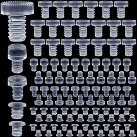ANCIRS 50 pcs Assorted Glass Top Table Bumpers with Stem, 5 Sizes Anti Slip Pads, Clear Rubber Grippers, Patio Table Spacers for Furniture (0.19/0.20/0.21/0.24/0.35inch)
