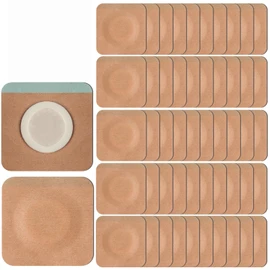 50 Pcs Disposable Castor Oil Patches,Spunlace Absorbent Wrap Organic Cotton,Highly Absorbent, Leak-Proof, Self-Adhesive, No Wash, Portable(Oil Not Included) (Square Shape,Skin Color)
