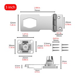 I-EASYDWW, Keyed Hasp Locks, Cabinet Locks, Twist Knob Keyed Locking Hasp for Cabinet Small Door, Zinc Alloy with Iron Chrome Plating, with Keys and Screws, Silver, 3 Inches