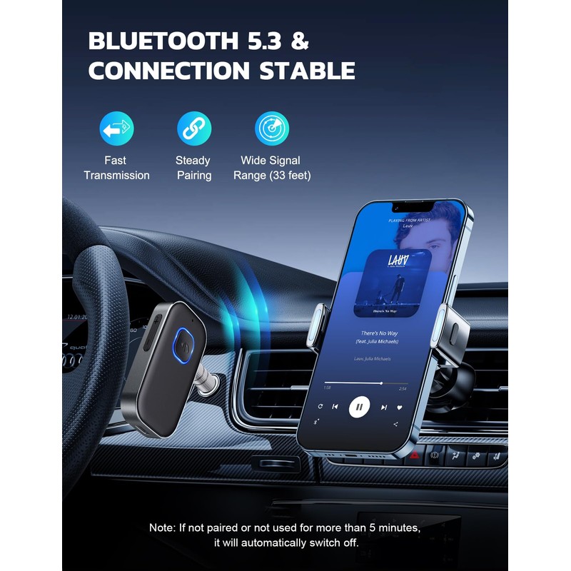COMSOON Bluetooth Receiver for Car, Noise Cancelling 3.5mm AUX Bluetooth