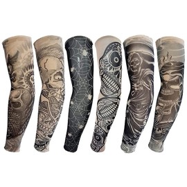 Tattoo Sleeves for Men,YARIEW 6Pcs Arm Sleeves Fake Tattoos Sleeves to Cover Arms Sun Protection Sleeves Tattoo Sleeve Covers Tattoo Cover Up Sleeve Temporary Tattoo Sleeves for Men and Women (Set 4)