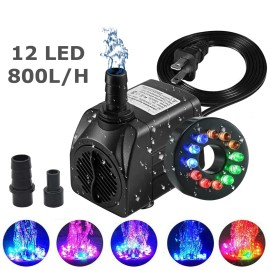 Unbranded 15W Submersible Water Pump 12 LED Light For Fountain Pool Garden Pond Tank
