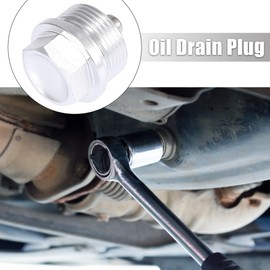 X AUTOHAUX 1 Set M24 x 1.5 Magnetic Oil Drain Plug Sump Drain Nut Oil Drain Bolt Screw with Gasket Silver Tone Universal