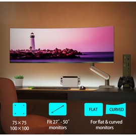 NB Ergonomic Gaming Arm for Flat/Ultrawide/Curved Monitors 27 to 50 inch, Heavy Duty Monitor Stand Load up to 18 kg, VESA 75/100 mm Monitor Mount A6