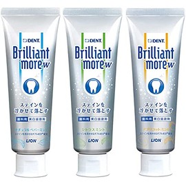Lion Dental Material Paste Whitening Brilliant More Double, Natural Peppermint, Apricot Mint, Citrus Mint (3.2 oz (90 g), (1 Each Brilliant More W), Dental Exclusive Product, Whitening