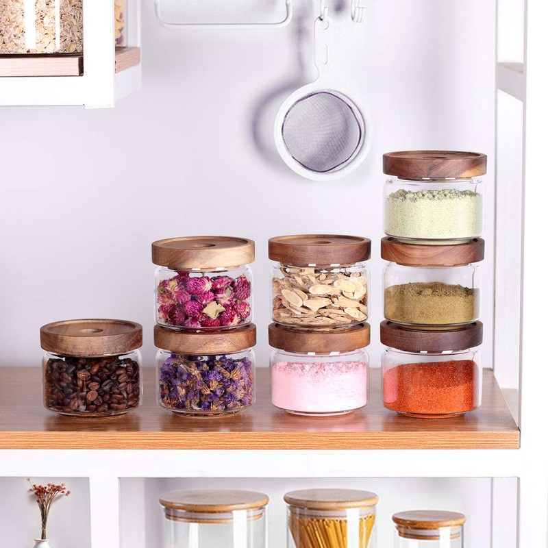 Tzerotone 8 Pcs Spice Containers - 8.5oz Glass Spice Jars